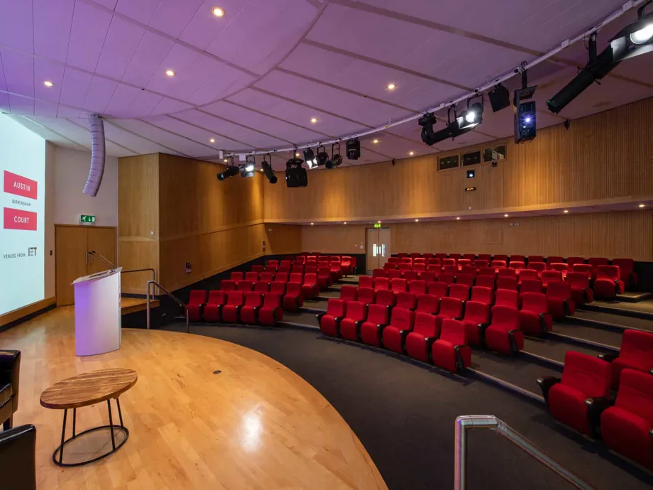 Image of the Kingston Lecture Theatre from the side of the stage