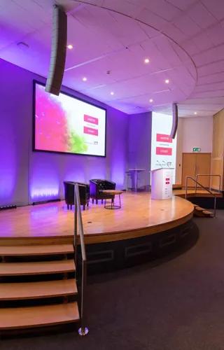 Image of the Kingston Lecture Theatre looking at the stage