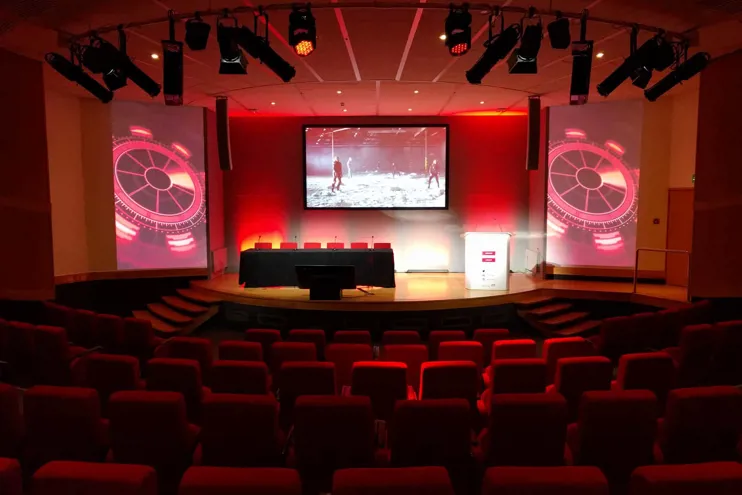 Image of The Kingston Lecture Theatre with bespoke branding