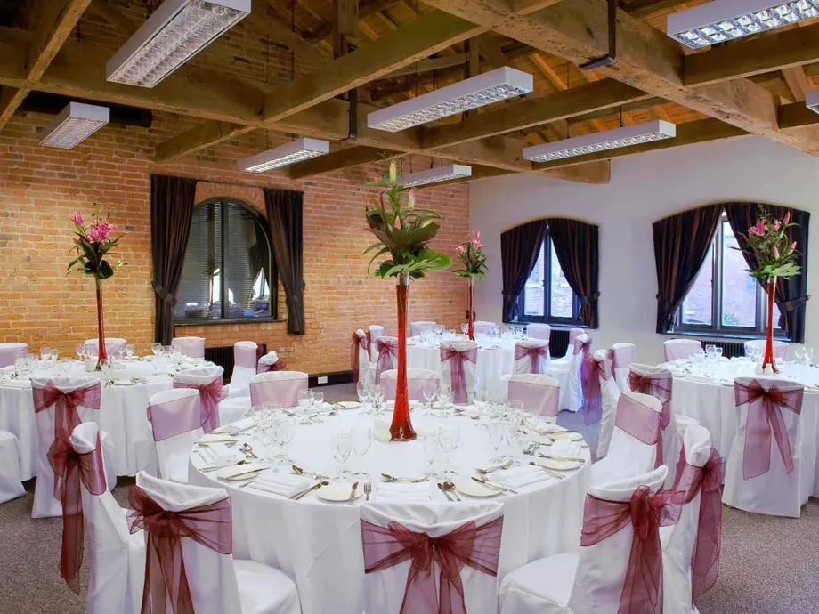 Image of the Telford Room set up for a wedding reception