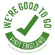 We're Good To Go - Visit England logo, links to https://goodtogo.visitbritain.com/