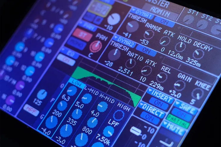 View of the screen of a digital sound desk
